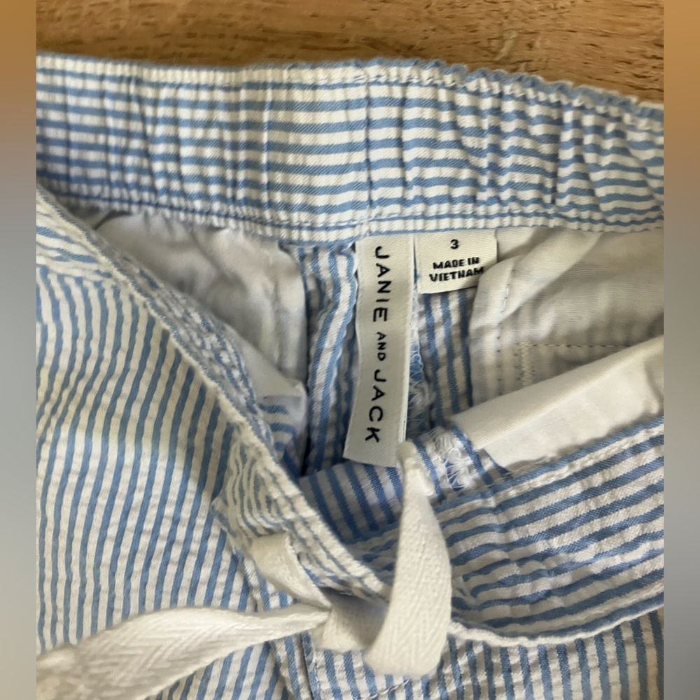 Size 3 Janie and Jack blue and white stripe seersucker jogger pants